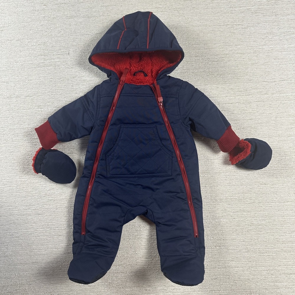 Winter Snowsuit Sherpa Bunting Pram NWT Urban Republic 3M Navy Red Cozy Warm